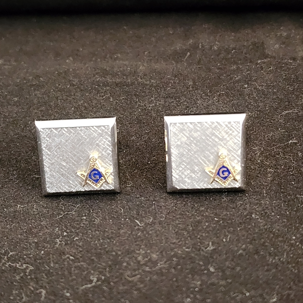 Masonic Silvertone Cuff Links by Foster